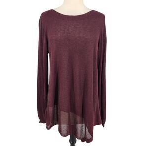 Joan Vass Sweater Mesh Asymmetrical Hem